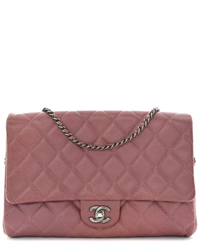 Pre-owned Chanel Purple Caviar Quilted Leather Small Clutch With Chain (authentic Pre-  Loved)