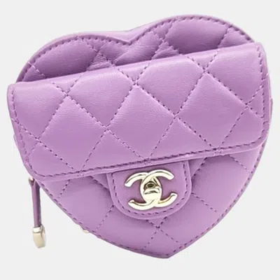 Pre-owned Chanel Purple Cc In Love Heart Bag