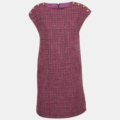 Pre-owned Chanel Purple Fantasy Tweed Sleeveless Short Dress L