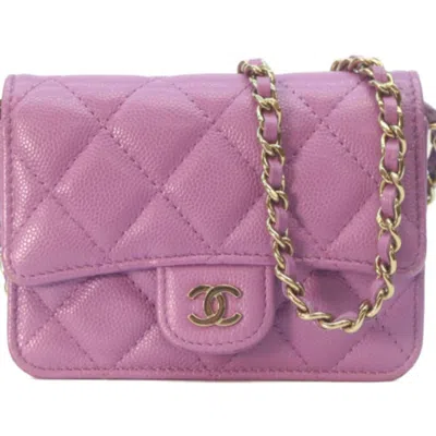 Pre-owned Chanel Purple Grained Calfskin Shoulder Bag ()