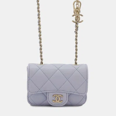 Pre-owned Chanel Purple Lambskin Matelasse Ribbon 2way Belt Bag