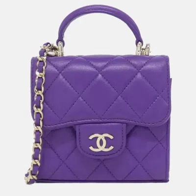 Pre-owned Chanel Purple Lambskin Shoulder Bag