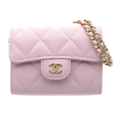 Pre-owned Chanel Purple Leather Chain/shoulder Wallet ()