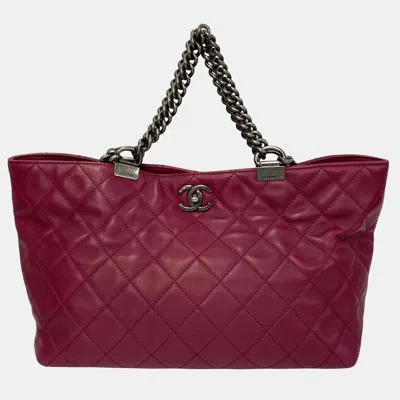 Pre-owned Chanel Purple Leather Coco Allure Shopping Tote Bag