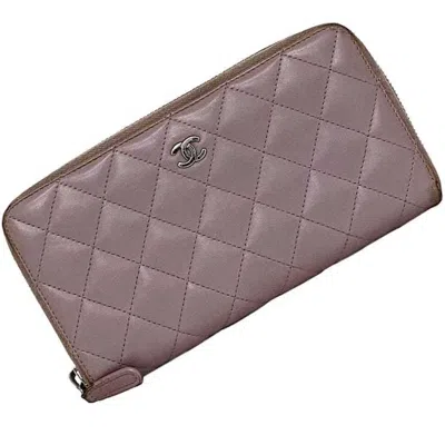 Pre-owned Chanel Purple Leather Long Wallet (bi-fold) ()