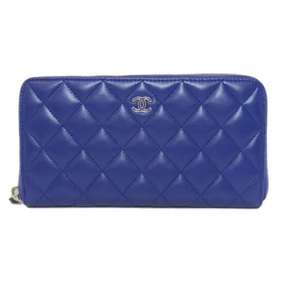 Pre-owned Chanel Purple Leather Long Wallet (bi-fold) ()