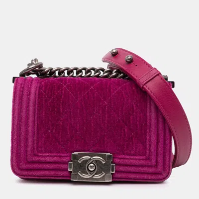 Pre-owned Chanel Purple Mini Velvet Boy Flap
