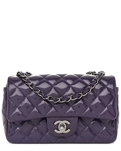 Pre-owned Chanel Purple Patent Quilted Leather Mini Rectangular Flap (authentic Pre-  Loved)