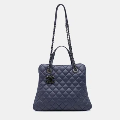 Pre-owned Chanel Purple Quilted Lambskin Daily Shopping Tote