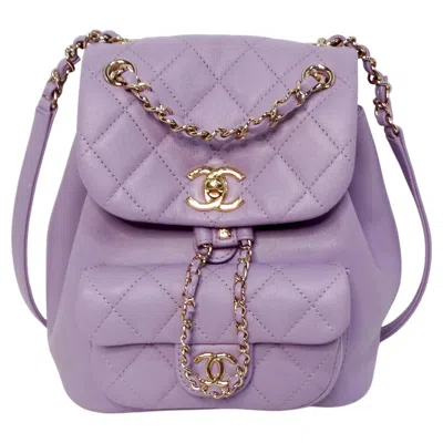 Pre-owned Chanel Purple Quilted Lambskin Duma Backpack With Gold-tone Hardware