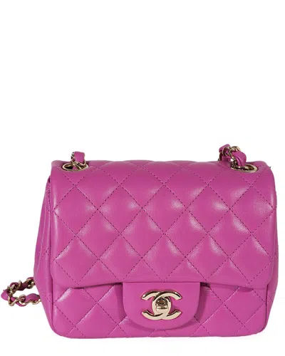 Pre-owned Chanel Purple Quilted Lambskin Mini Square Classic Flap Bag (authentic Pre-  Loved)