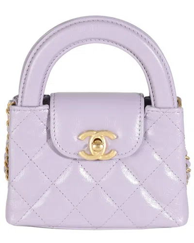 Pre-owned Chanel Purple Quilted Leather Mini Nano Kelly Shopper (authentic Pre-loved)