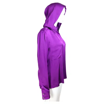 Pre-owned Chanel Purple Silk Shirt With Attachable Hoodie