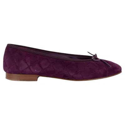 Pre-owned Chanel Purple Suede Quilted Classic Ballet Flats Shoes 38.5 Fit 38
