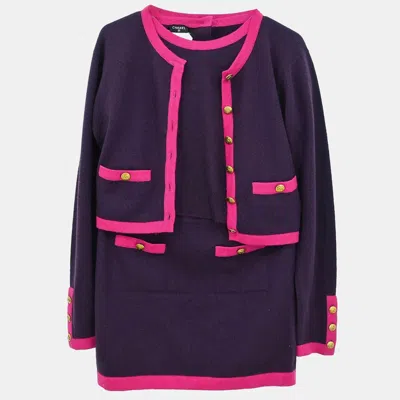 Pre-owned Chanel Purple Suit Cardigan Top Skirt