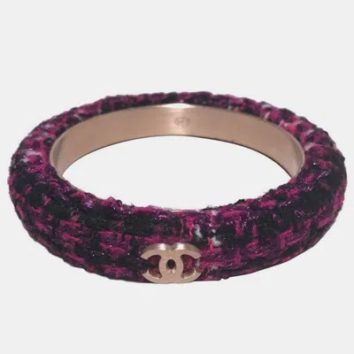 Pre-owned Chanel Purple Tweed And Steel Bangle Bracelet