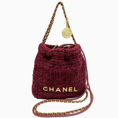 Pre-owned Chanel Purple Tweed Leather Handbag Shoulder Bag ()