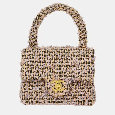 Pre-owned Chanel Purple Tweed Mini Square Handbag In Multicolor