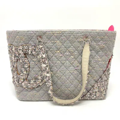 Pre-owned Chanel Purple Tweed Tote Bag ()