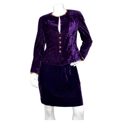 Pre-owned Chanel Purple Velvet Jacket & Skirt Set 1993a