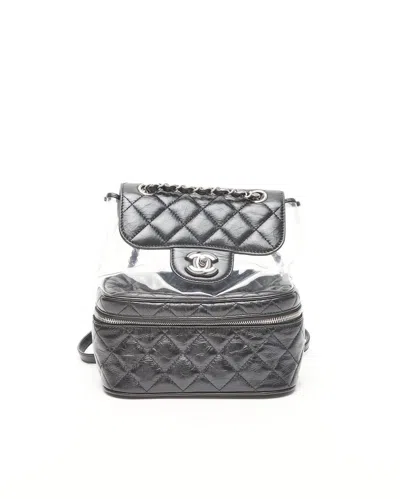 Pre-owned Chanel Pvc Aquarium Backpack In Black