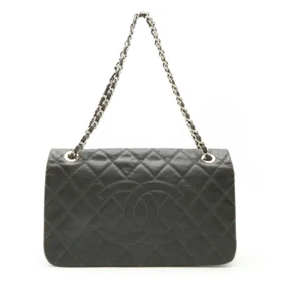 Pre-owned Chanel Pvc Matelassé Coco Mark Chain Shoulder Bag Dark Grey In Gray