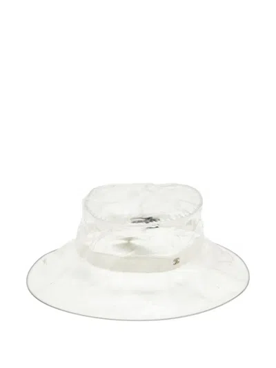 Pre-owned Chanel Pvc Ribbon Hat In White