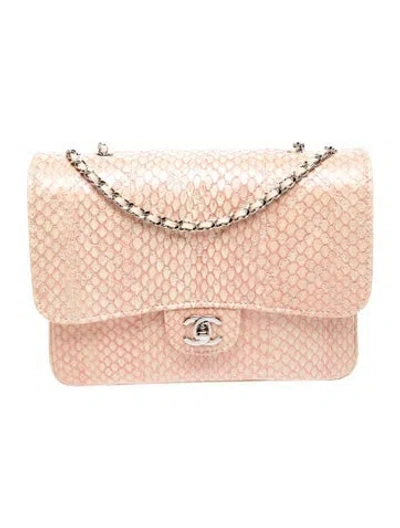 Pre-owned Chanel Python 3 Accordion Flap Bag In Pink