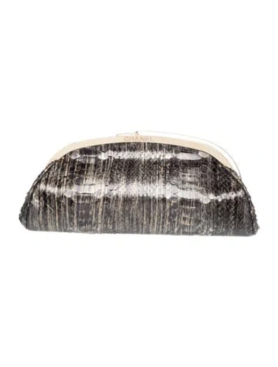 Pre-owned Chanel Python Frame Clutch In Gold