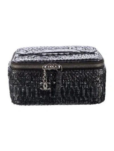 Pre-owned Chanel Python Jewelry Case In Black/metallic