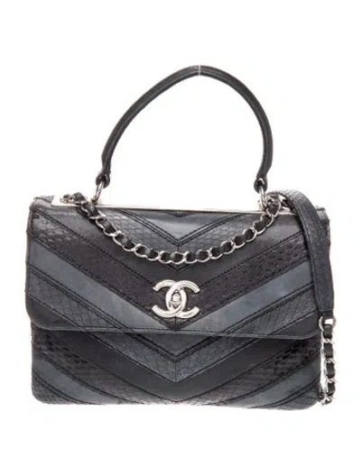 Pre-owned Chanel Python Medium Trendy Cc Flap Bag In Black