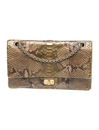 Pre-owned Chanel Python Reissue 226 Double Flap Bag In Brown