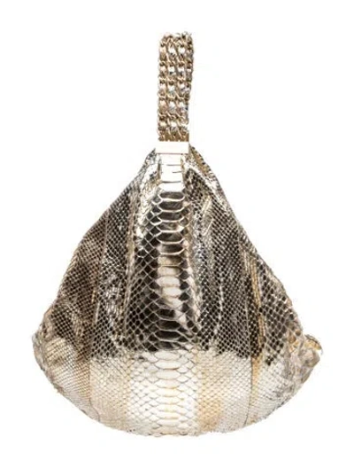 Pre-owned Chanel Python Rock & Chain Hobo In Gold