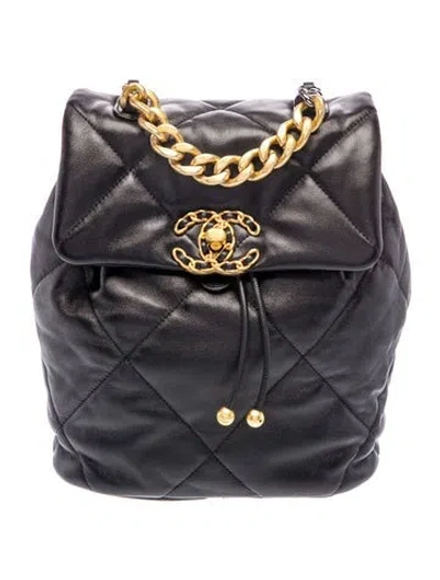 Pre-owned Chanel Quilted 19 Backpack In Black