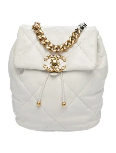 Pre-owned Chanel Quilted 19 Backpack In White