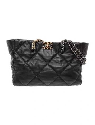 Pre-owned Chanel Quilted 19 Tote In Black