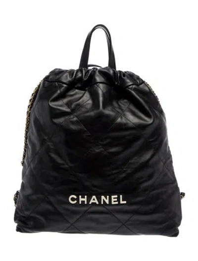 Pre-owned Chanel Quilted 22 Backpack In Black