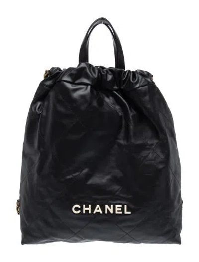 Pre-owned Chanel Quilted 22 Backpack In Black