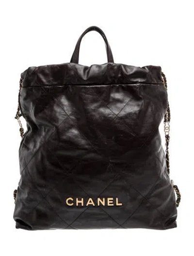 Pre-owned Chanel Quilted 22 Backpack In Brown
