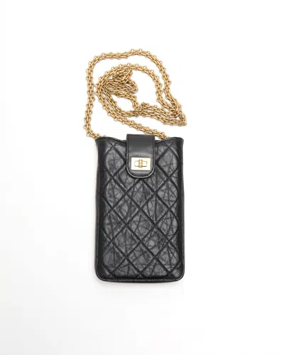 Pre-owned Chanel Quilted 2.55 Reissue Phone Holder In Black