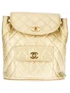 Chanel Quilted Backpack In Metallic