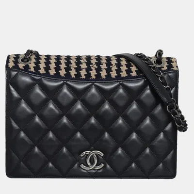 Pre-owned Chanel Quilted Ballerine Tweed Flap Bag In Black