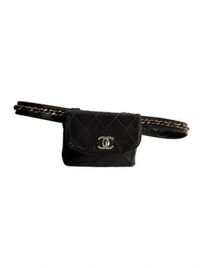 Pre-owned Chanel Quilted Belt Bag In Black