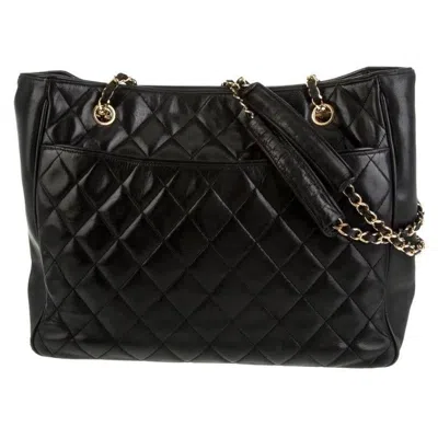 Pre-owned Chanel Quilted Black Caviar Skin Shoulder Bag / Tote, Golden Chain & Hardware