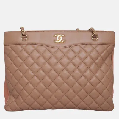 Pre-owned Chanel Quilted Brown Coco Vintage Tote Bag