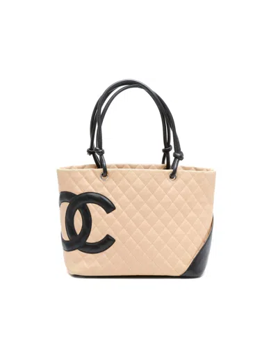 Chanel Quilted Cambon Tote Bag In Beige