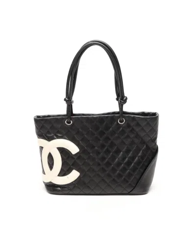 Pre-owned Chanel Quilted Cambon Tote Bag In Black