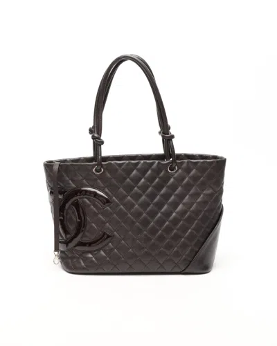 Pre-owned Chanel Quilted Cambon Tote Bag In Brown