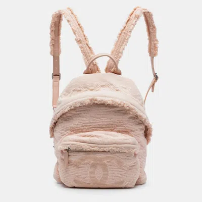 Pre-owned Chanel Quilted Canvas Front Pocket Fringe Backpack In Pink