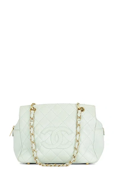 Pre-owned Chanel Quilted Caviar Chain Tote Bag In Light Blue